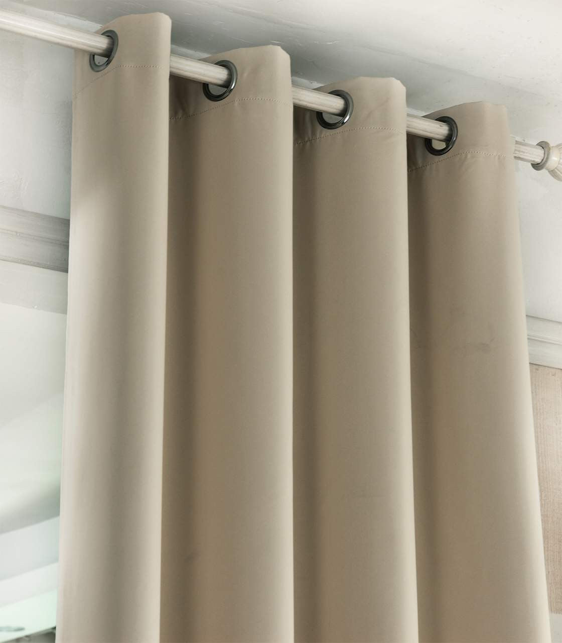 24goodz Sheer Curtains with Eyelets - Energy Saving & Sound Absorbing - 100% Polyester - Sand - 135x245 cm - sd