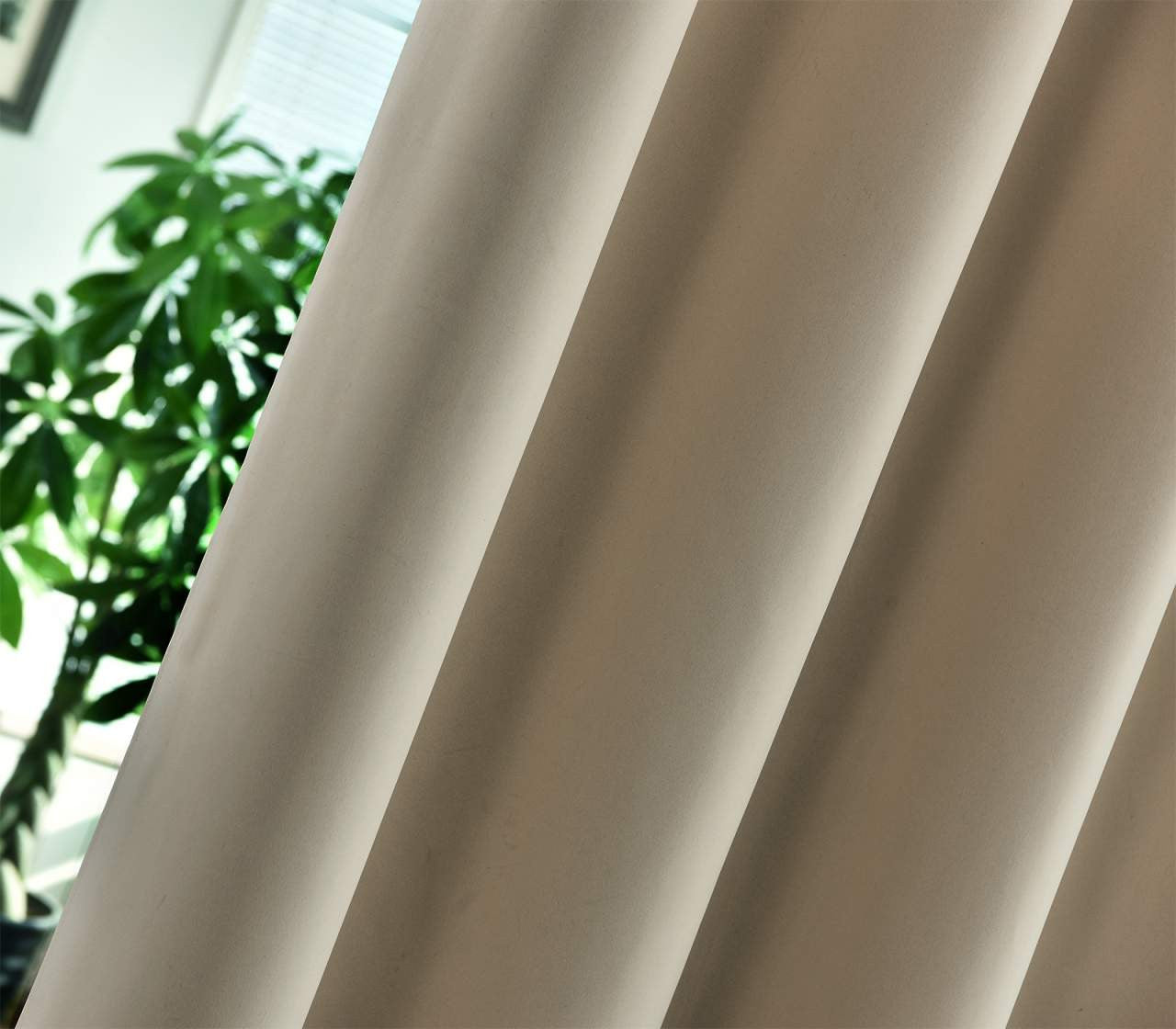 24goodz Sheer Curtains with Eyelets - Energy Saving & Sound Absorbing - 100% Polyester - Sand - 135x245 cm - sd