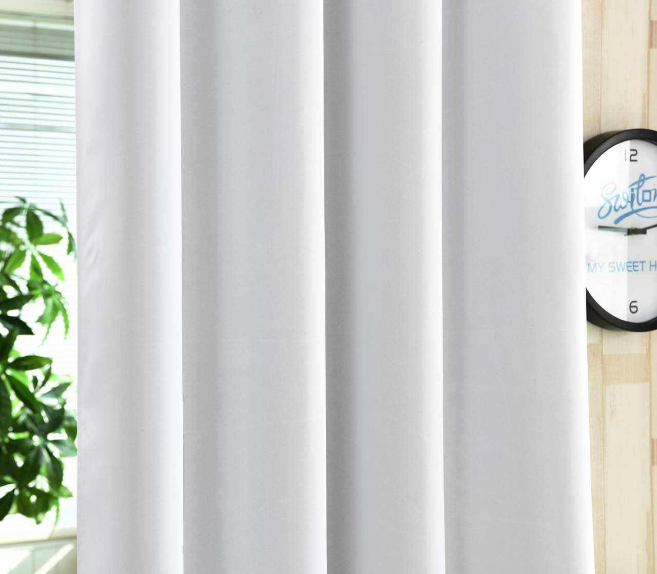 24goodz Sheer Curtains with Eyelets - Energy Saving & Sound Absorbing - 100% Polyester - White-Grey - 135x245 cm - ws