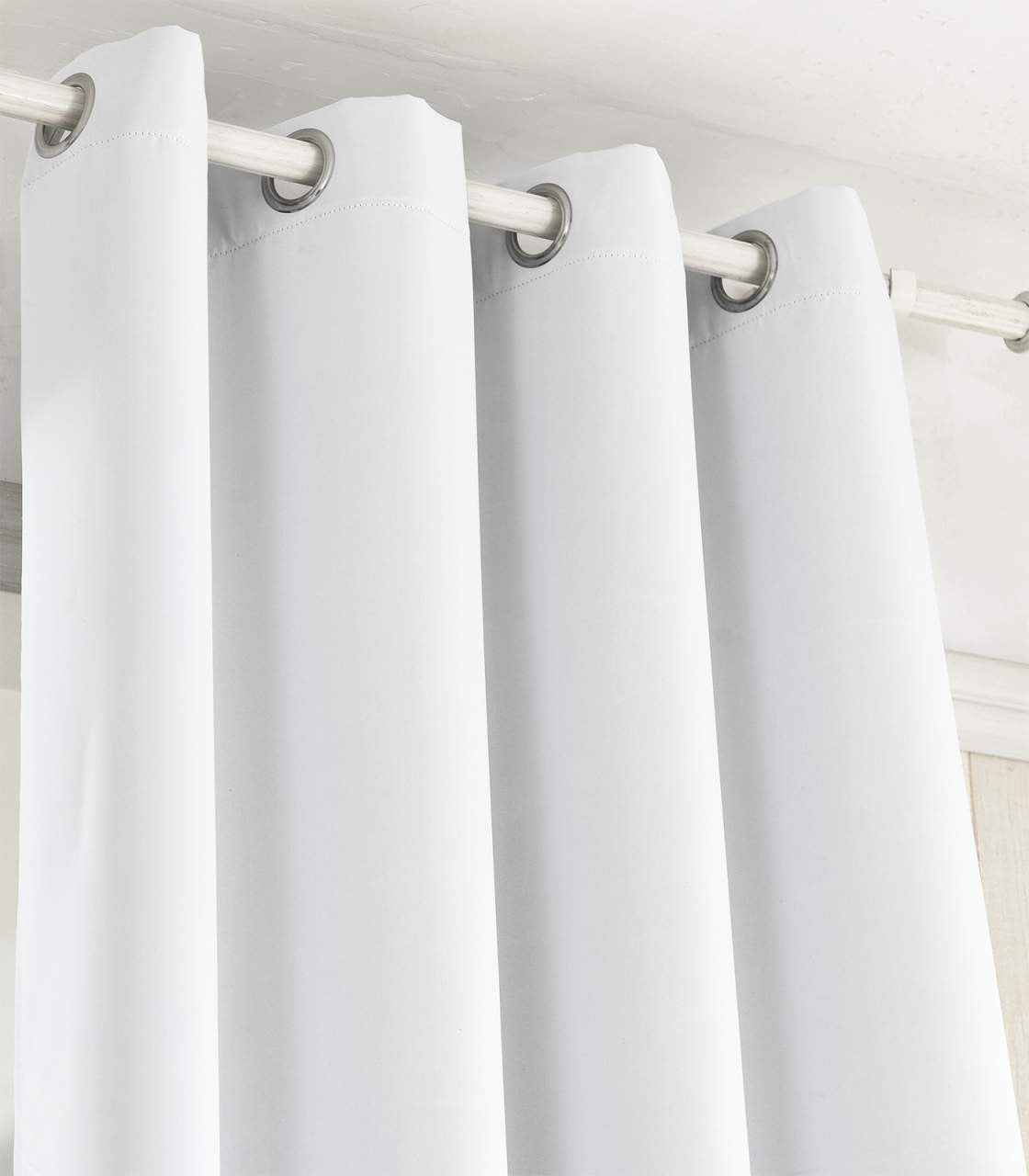 24goodz Sheer Curtains with Eyelets - Energy Saving & Sound Absorbing - 100% Polyester - For Home Decor - White/Grey 135x175 cm - ws