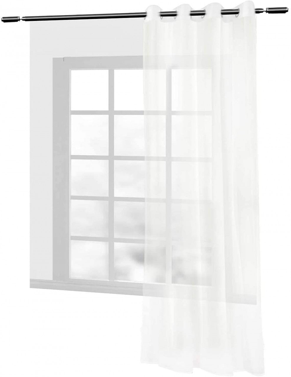 24goodz Transparent Curtains with Eyelets - Elegant Semi-Transparent Design - 100% Polyester - For Living Rooms and Bedrooms - Crème 140x225 cm