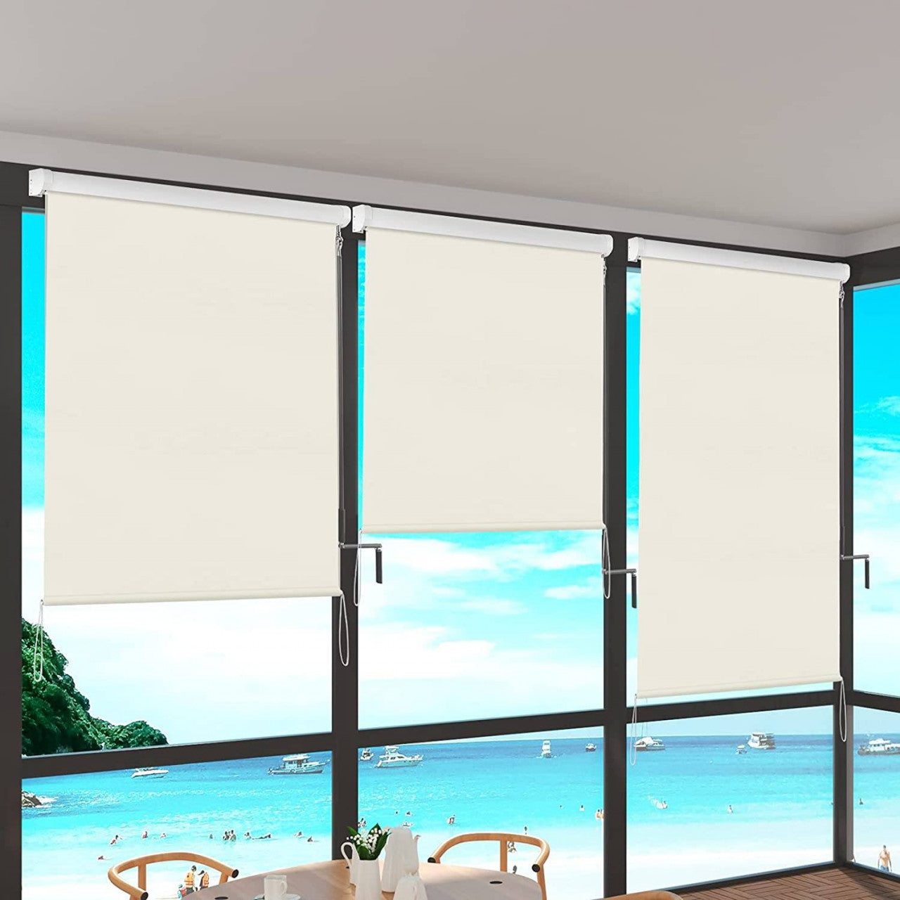 24goodz Vertical Awning - Durable and Weather-Resistant - Polyester - For Balconies and Patios - Beige 140x240 cm