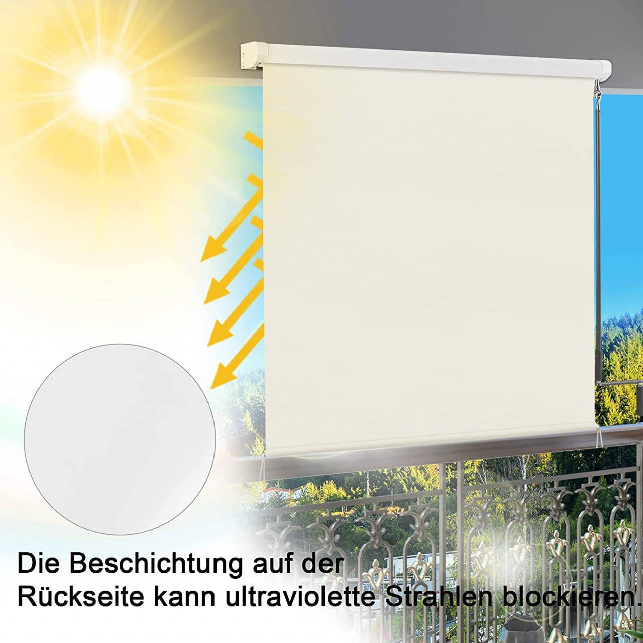 24goodz Vertical Awning - Durable and Weather-Resistant - Polyester - For Balconies and Terraces - Beige 140x140 cm