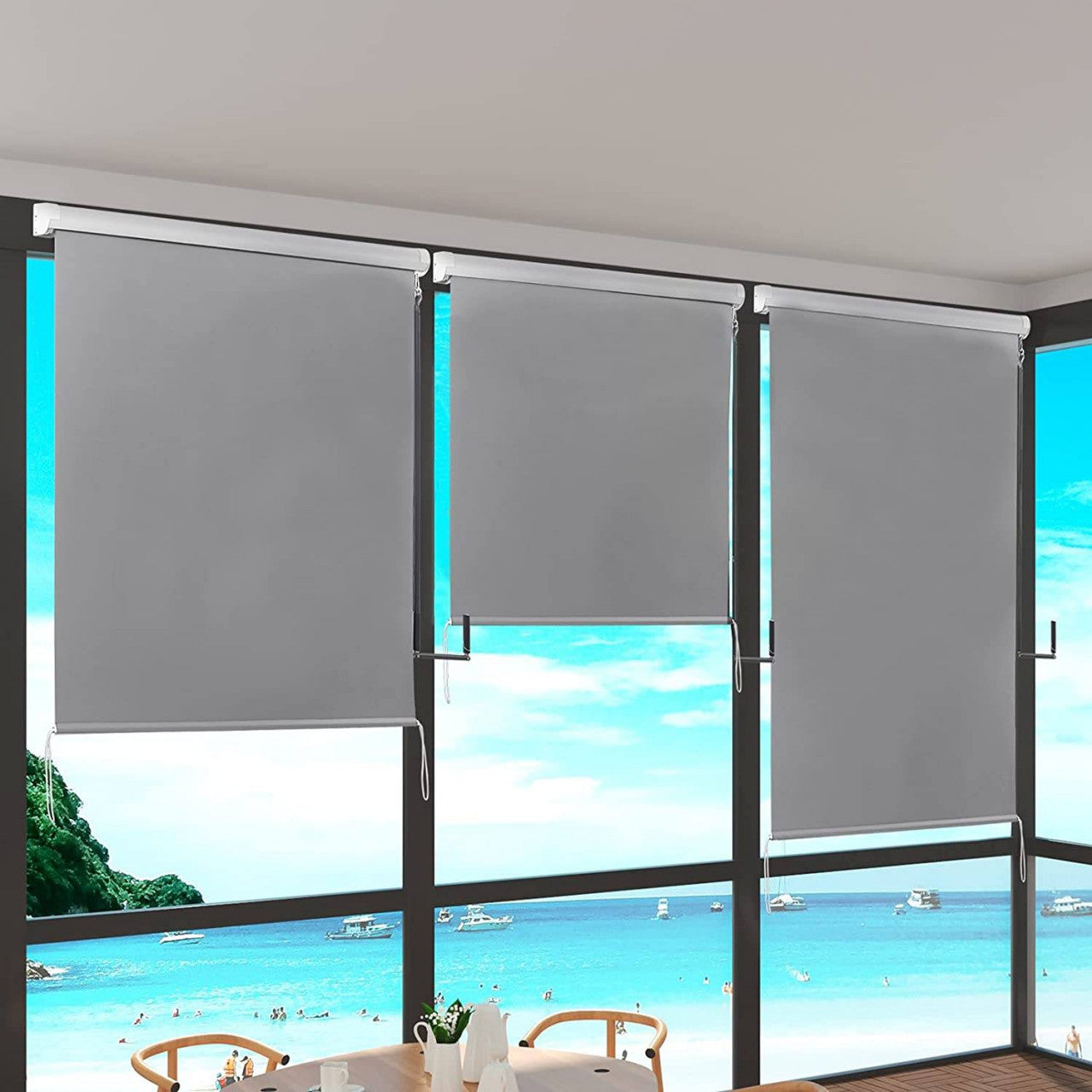 24goodz Vertical Awning - Durable and Weather-Resistant - Polyester - For Balconies and Terraces - Dark Grey 140x140 cm - dgr