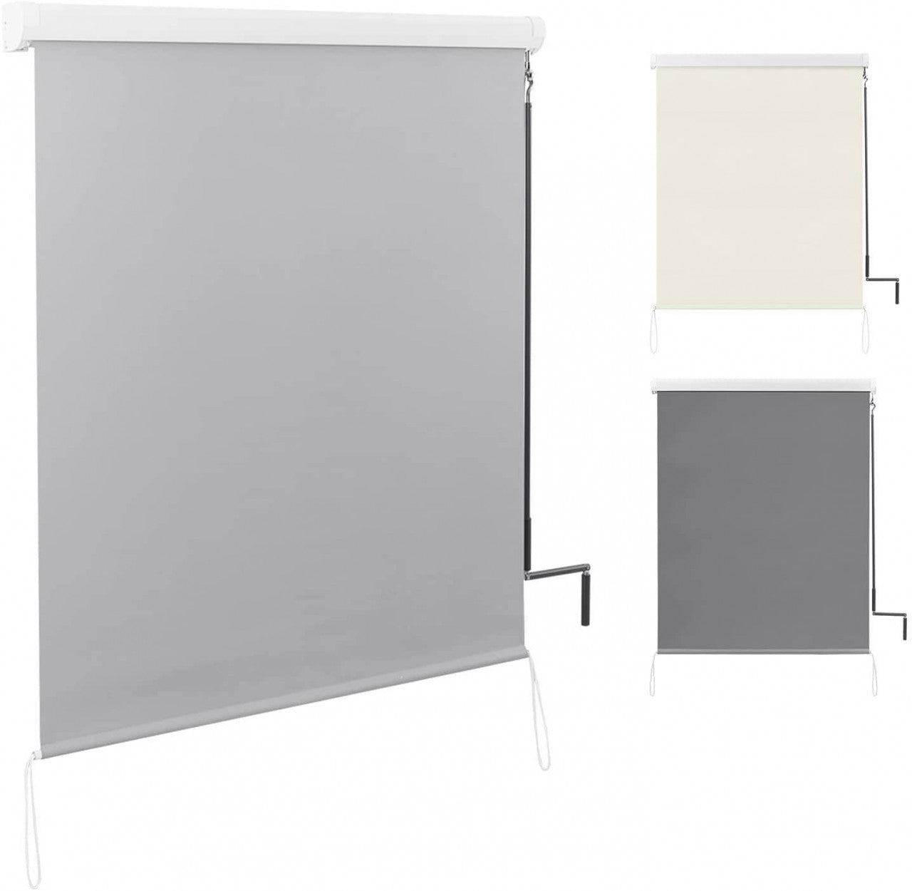 24goodz Vertical Awning with Crank - Durable and Weather-Resistant - Polyester - For Balconies and Patios - Grey 140x240 cm