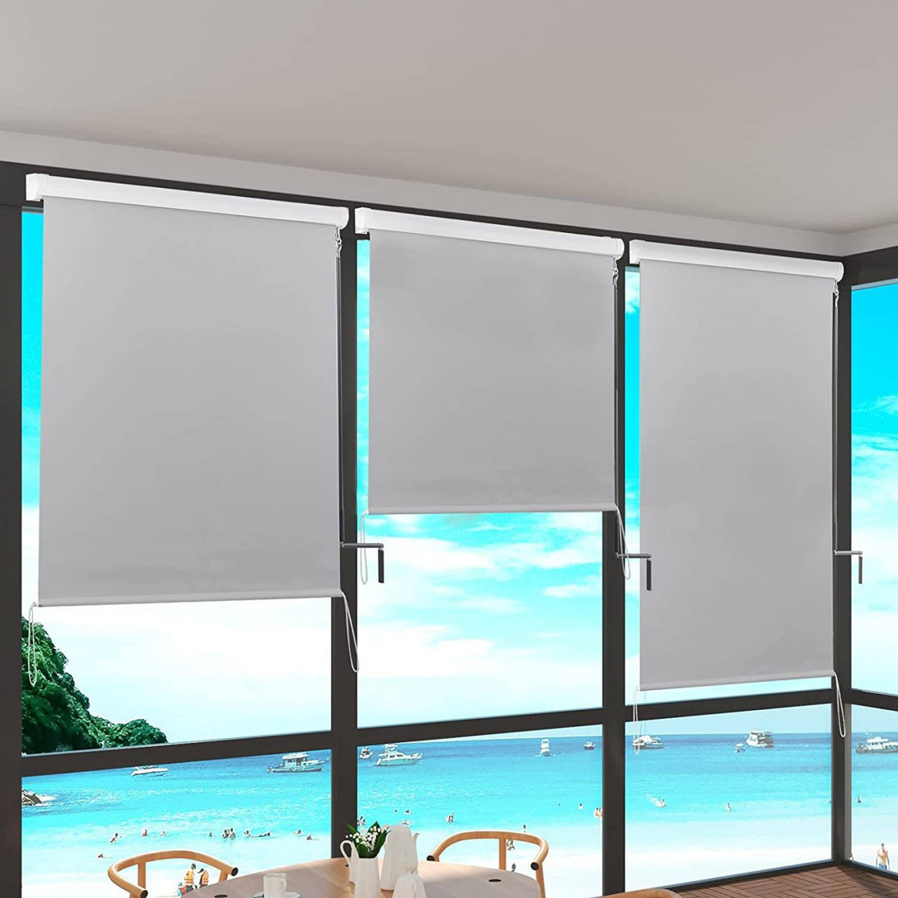 24goodz Vertical Awning - Durable and Weather-Resistant - Polyester - For Balconies and Patios - Grey 100x240 cm