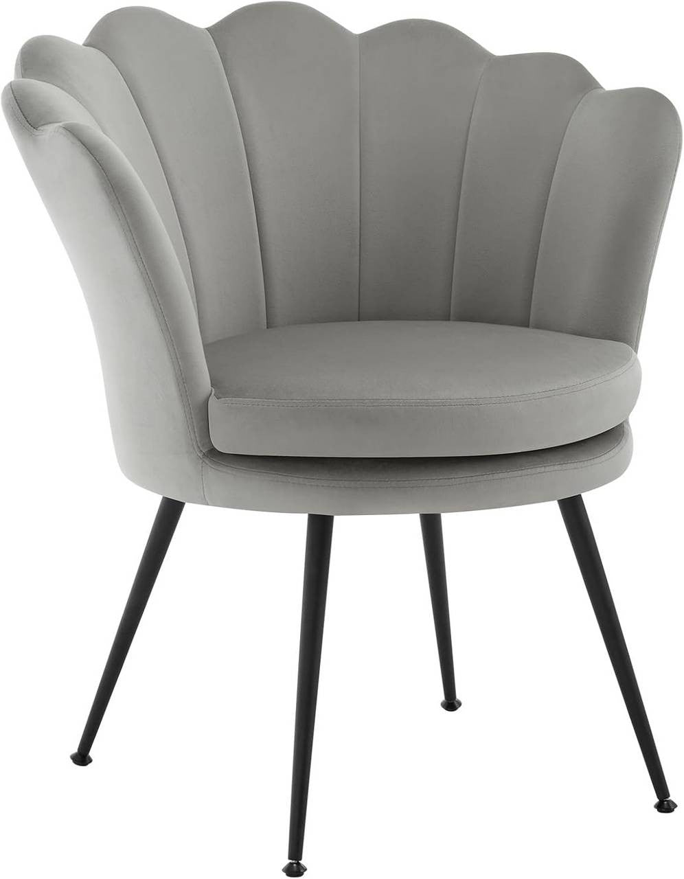 24goodz Flower-Shaped Armchair - Unique Floral Design - High-Quality Velvet - For Relaxation and Work - Grey