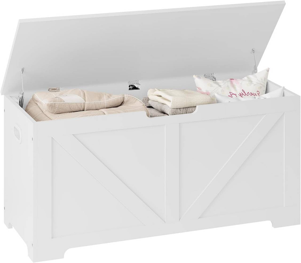 24goodz Storage Bench with Lid - Versatile and Stylish - MDF - For Home Use - White