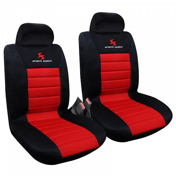 24goodz Car Seat Covers Set - Durable and Easy to Clean - 100% Polyester - For Families - Black/Red