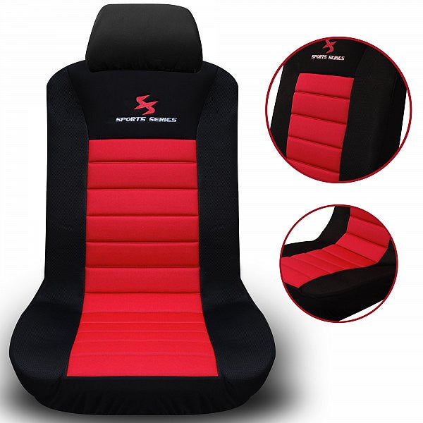 24goodz Car Seat Covers Set - Durable and Easy to Clean - 100% Polyester - For Families - Black/Red