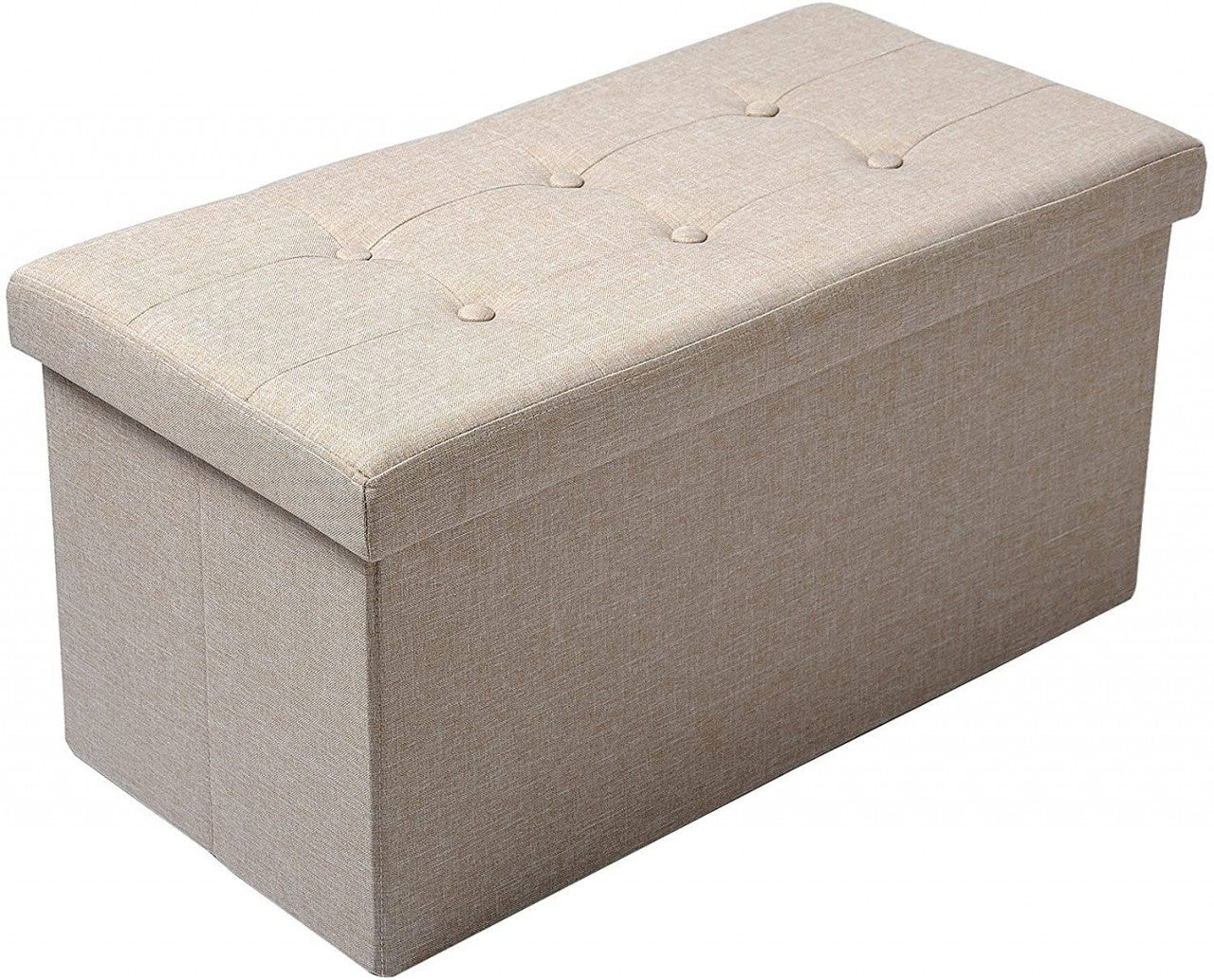 24goodz Foldable Storage Stool - Spacious 80L Capacity - Comfortable Linen - For Everyone - Dark Grey - cm