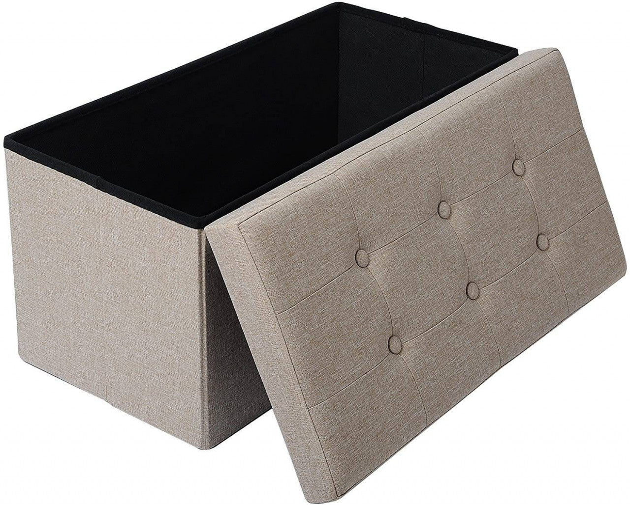 24goodz Foldable Storage Stool - Spacious 80L Capacity - Comfortable Linen - For Everyone - Dark Grey - cm