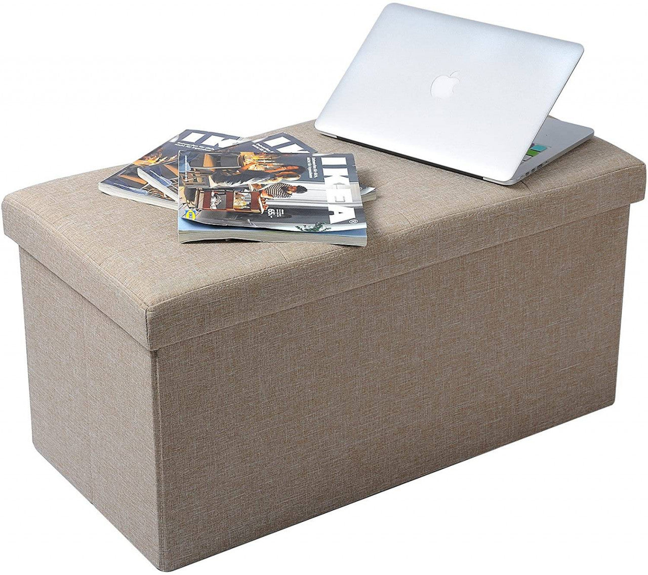 24goodz Foldable Storage Stool - Spacious 80L Capacity - Comfortable Linen - For Everyone - Dark Grey - cm