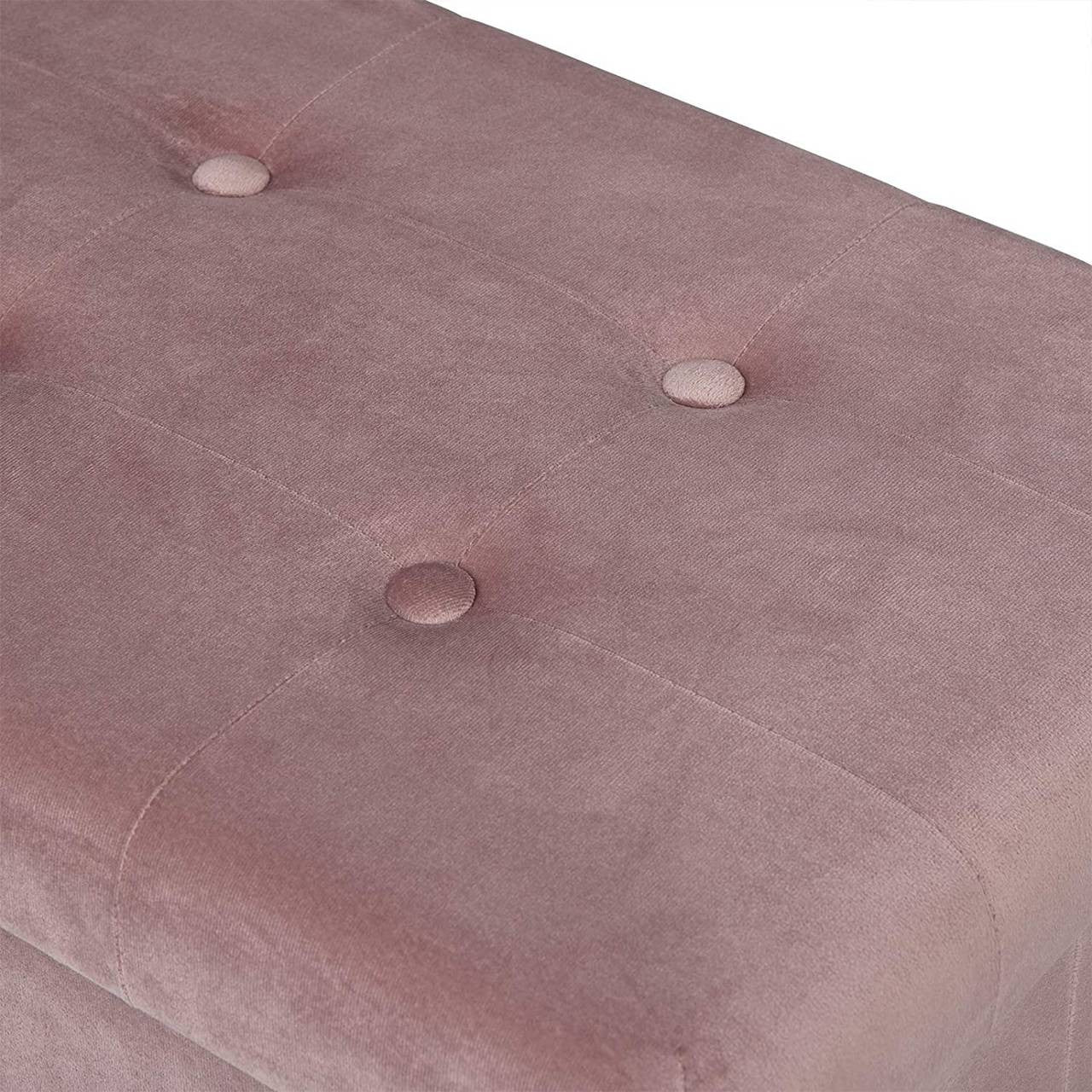 24goodz Foldable Storage Bench with Footrest - Spacious 80L Capacity - Velvet - For Home Use - Pink - rs