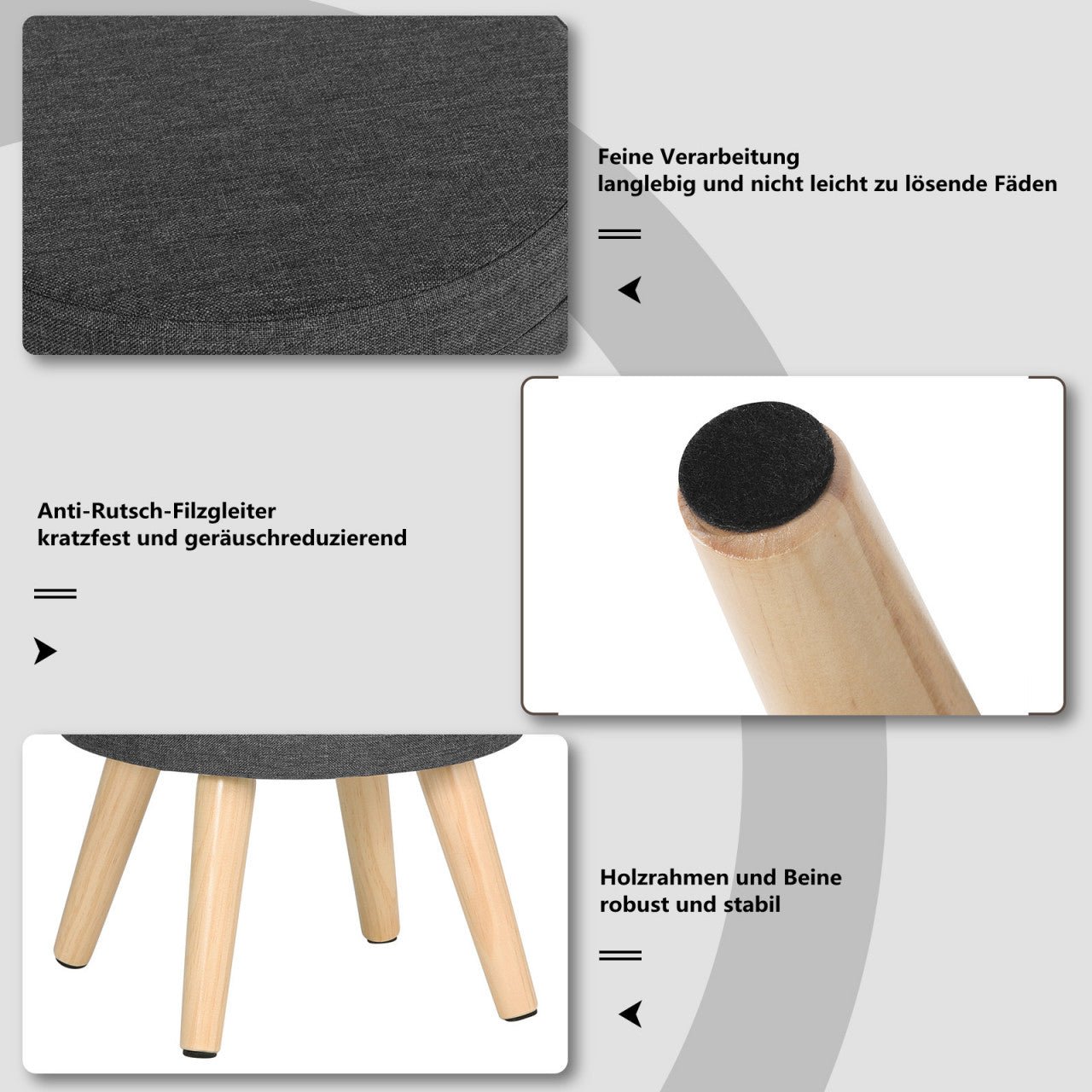 24goodz Storage Stool with Removable Lid - Comfortable and Versatile - MDF and Linen - Dark Grey - dgr