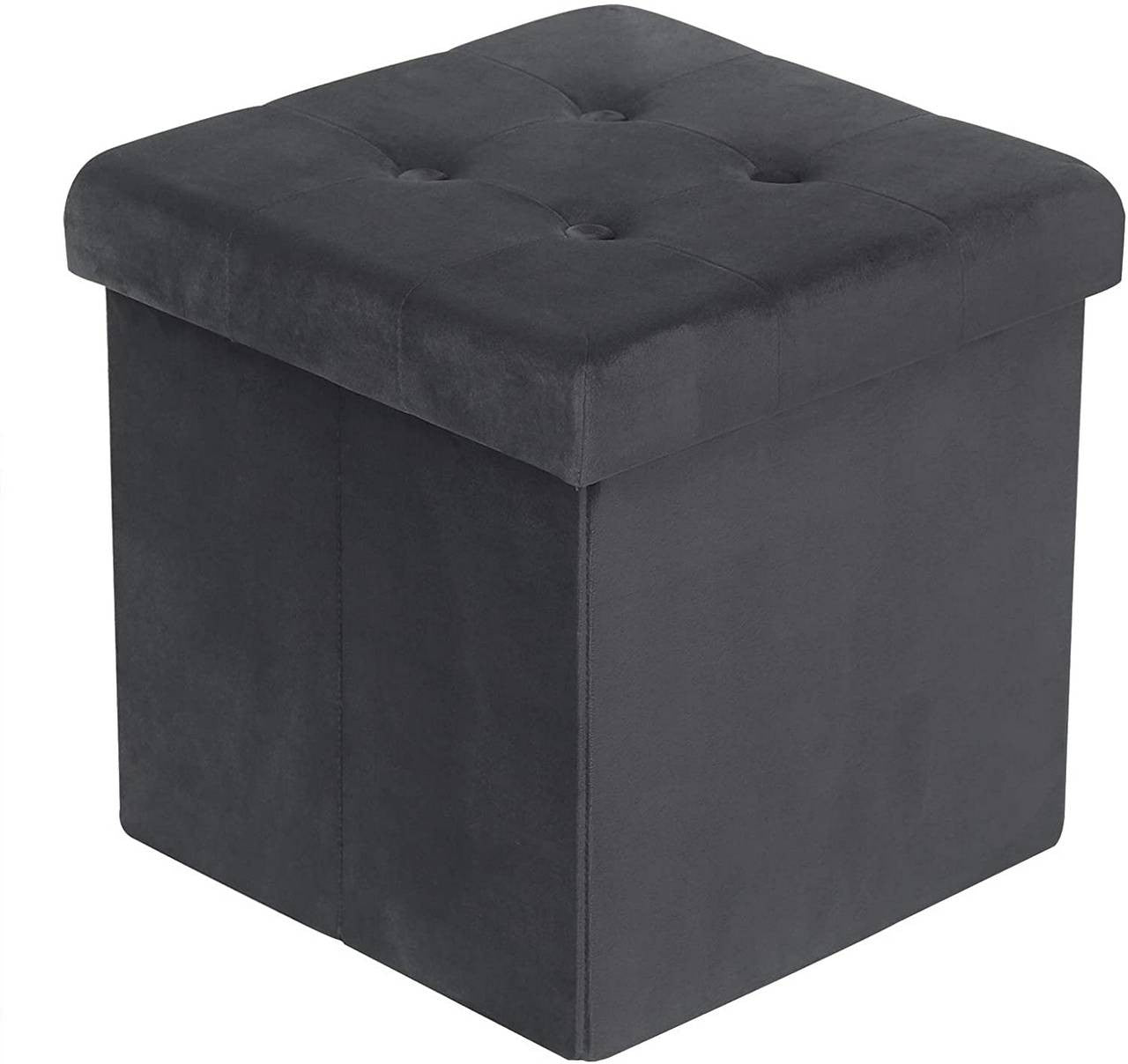 24goodz Velvet Storage Stool SH69 - Spacious 38L Storage - Comfortable Seating - MDF - For Home Use - Grey