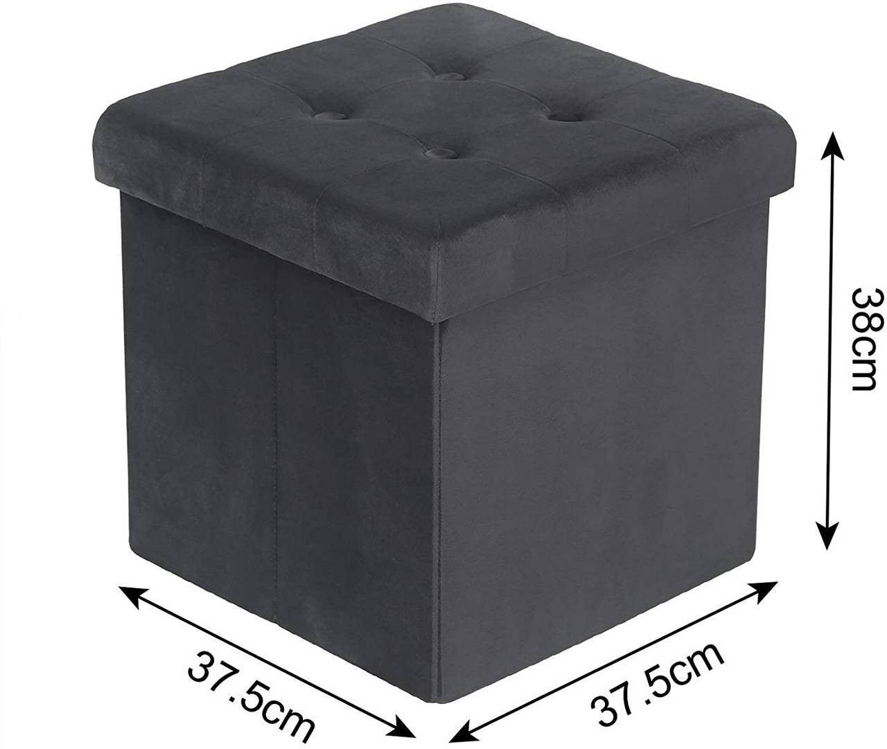 24goodz Velvet Storage Stool SH69 - Spacious 38L Storage - Comfortable Seating - MDF - For Home Use - Grey