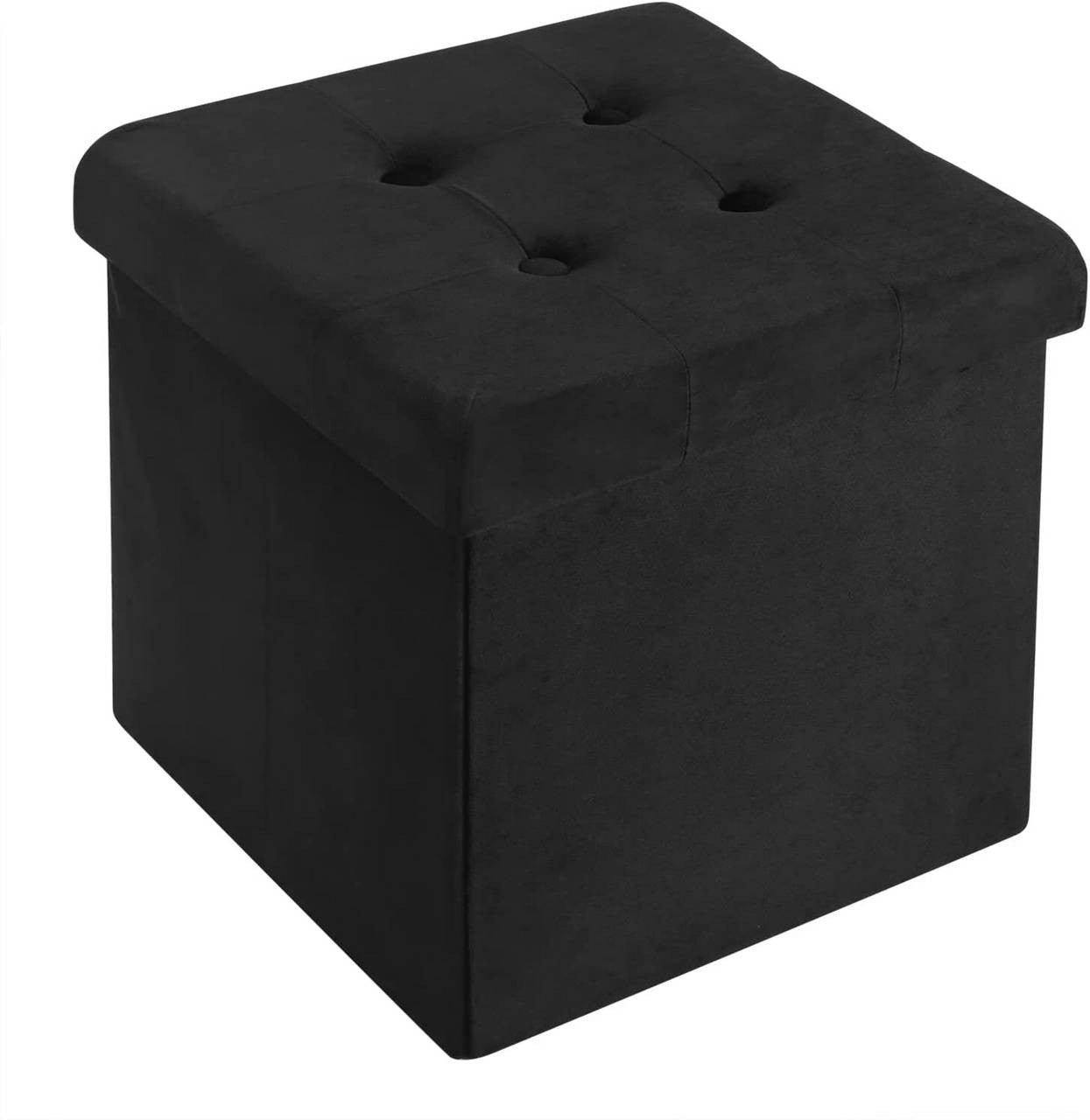 24goodz Velvet Storage Stool SH69 - Spacious 38L Storage - Comfortable Seating - MDF - For Home Use - Black/Gray - sz