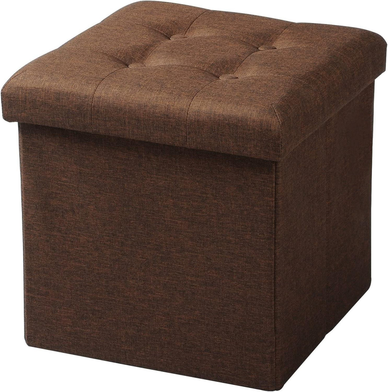 24goodz Folding Storage Stool - Sturdy & Safe - Space-Saving Design - MDF - Brown