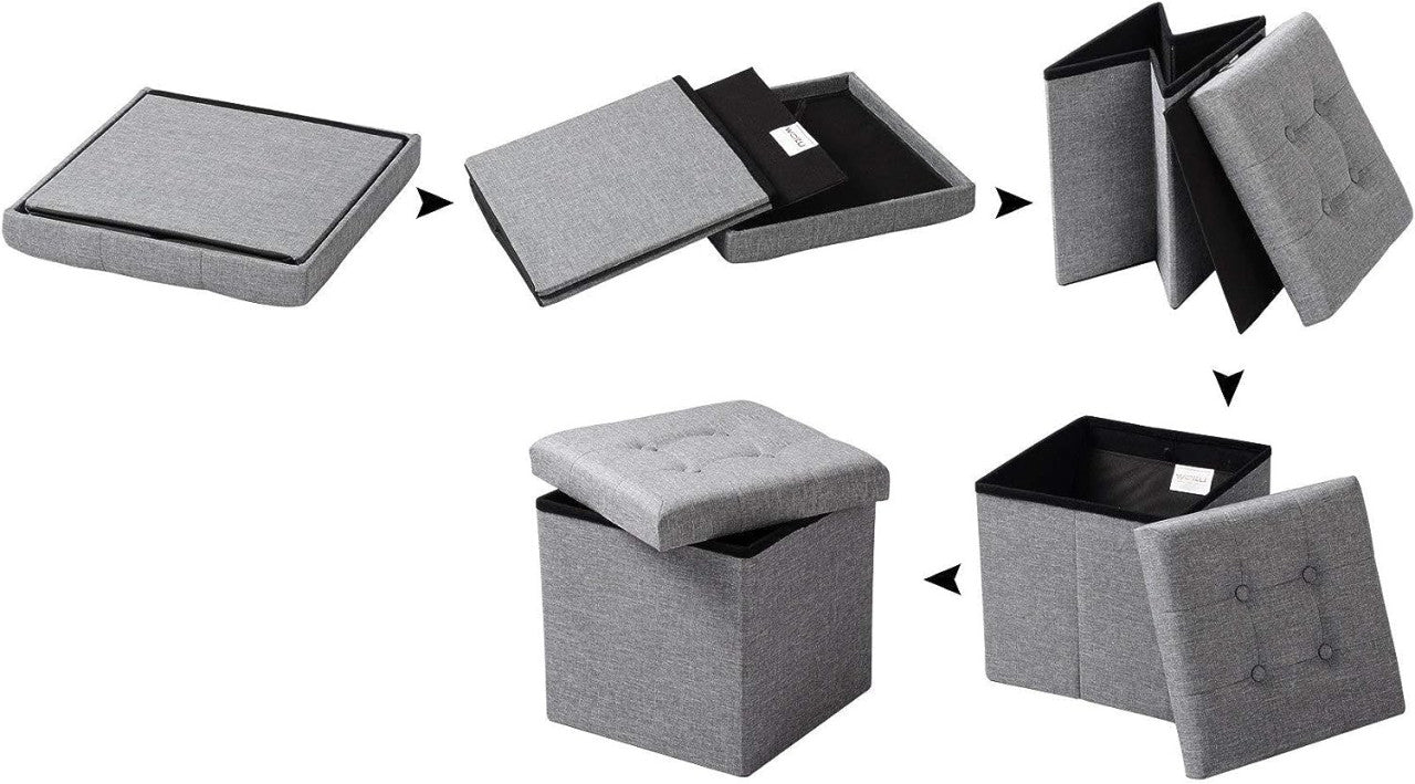 24goodz Folding Storage Stool - Sturdy & Safe - Space-Saving Design - MDF - Brown