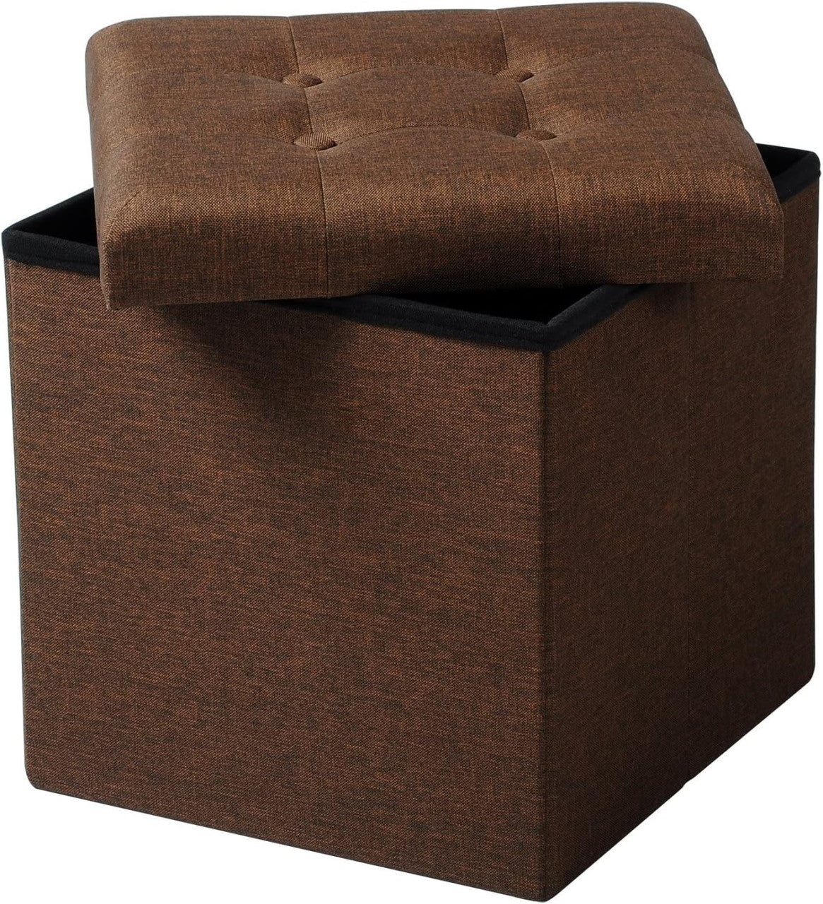 24goodz Folding Storage Stool - Sturdy & Safe - Space-Saving Design - MDF - Brown
