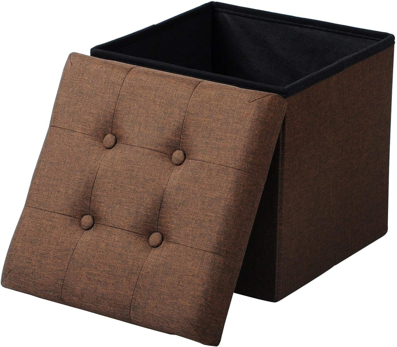 24goodz Folding Storage Stool - Sturdy & Safe - Space-Saving Design - MDF - Brown