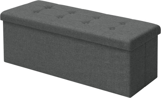 24goodz Storage Ottoman - Incredible 118L Capacity - Foldable Design - Linen - Dark Grey - dgr