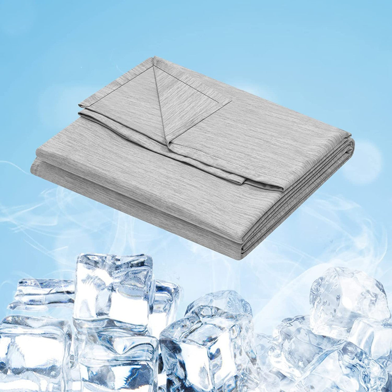 24goodz Self-Cooling Blanket - Eco-Friendly Material - Ideal for Hot Nights - Nylon and Polyethylene - Light Grey - 150 x 200 cm