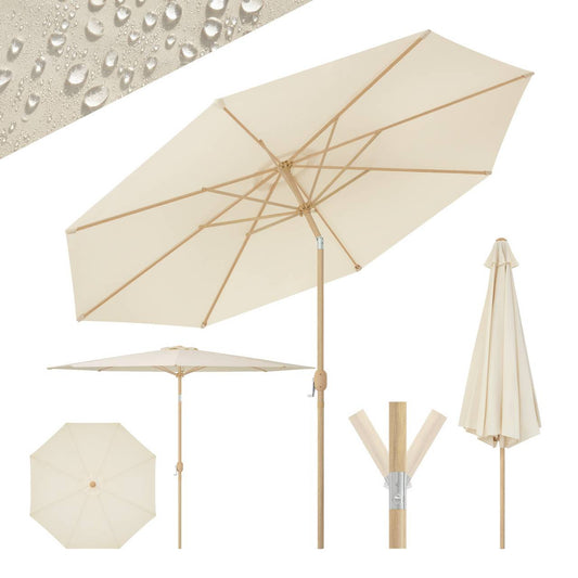 24goodz Parasol φ300 cm - Easy to Open and Close - Durable Polyester - For Outdoor Relaxation - Beige