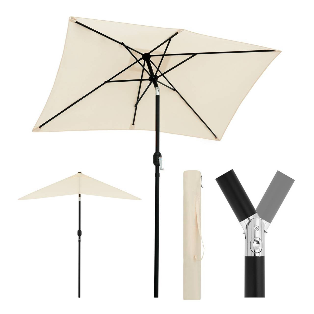 24goodz Parasol - UV Protection - Adjustable Tilt Function - Polyester - For Outdoor Relaxation - Beige