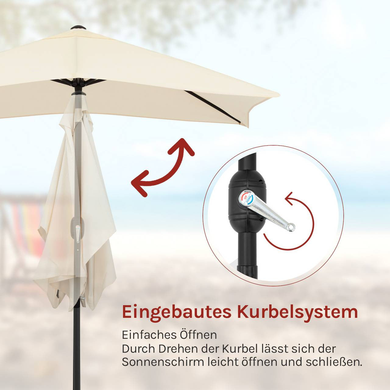 24goodz Parasol - UV Protection - Adjustable Tilt Function - Polyester - For Outdoor Relaxation - Beige