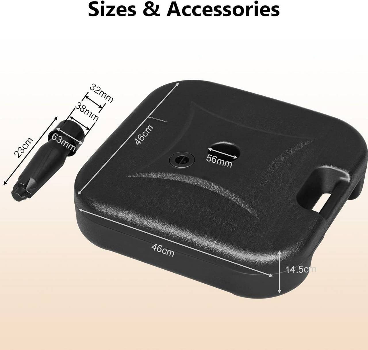 24goodz Parasol Stand 19 L - Durable and Weather-Resistant - HDPE - For Outdoor Use - Black