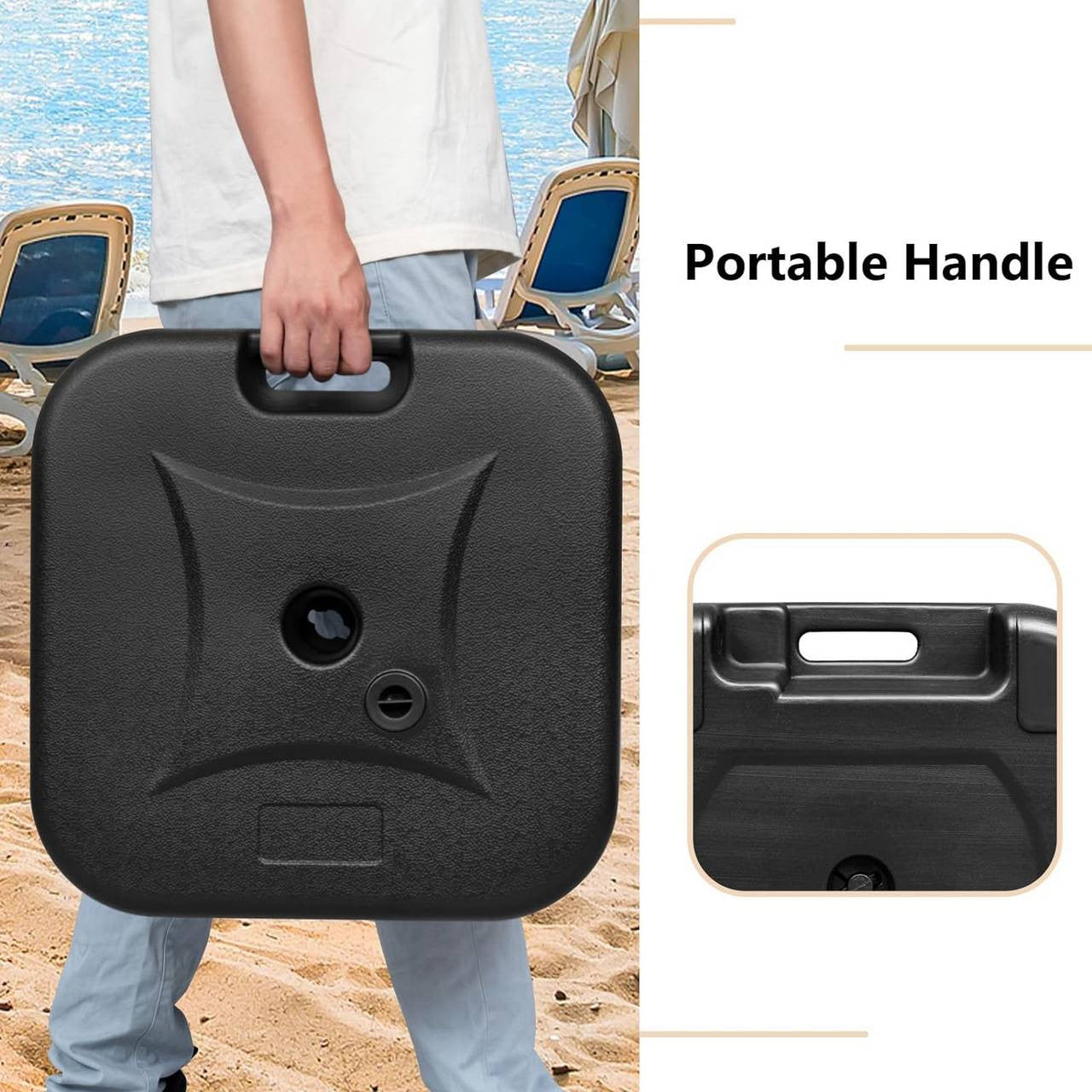 24goodz Parasol Stand 19 L - Durable and Weather-Resistant - HDPE - For Outdoor Use - Black