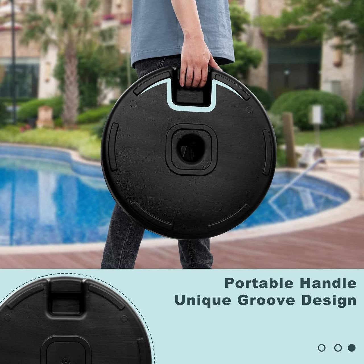 24goodz Round Parasol Stand 22L - Durable and Weather-Resistant - HDPE - For Outdoor Use - Black