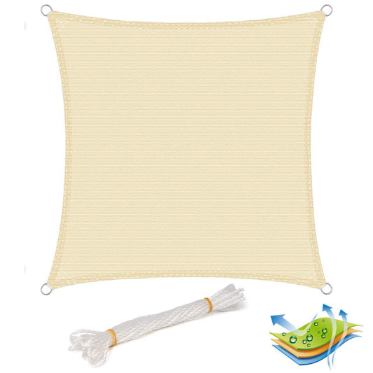 24goodz Sunshade - UV Protection - Tear-Resistant and Easy to Install - 100% HDPE - Cream - 3.6x3.6 m - cm