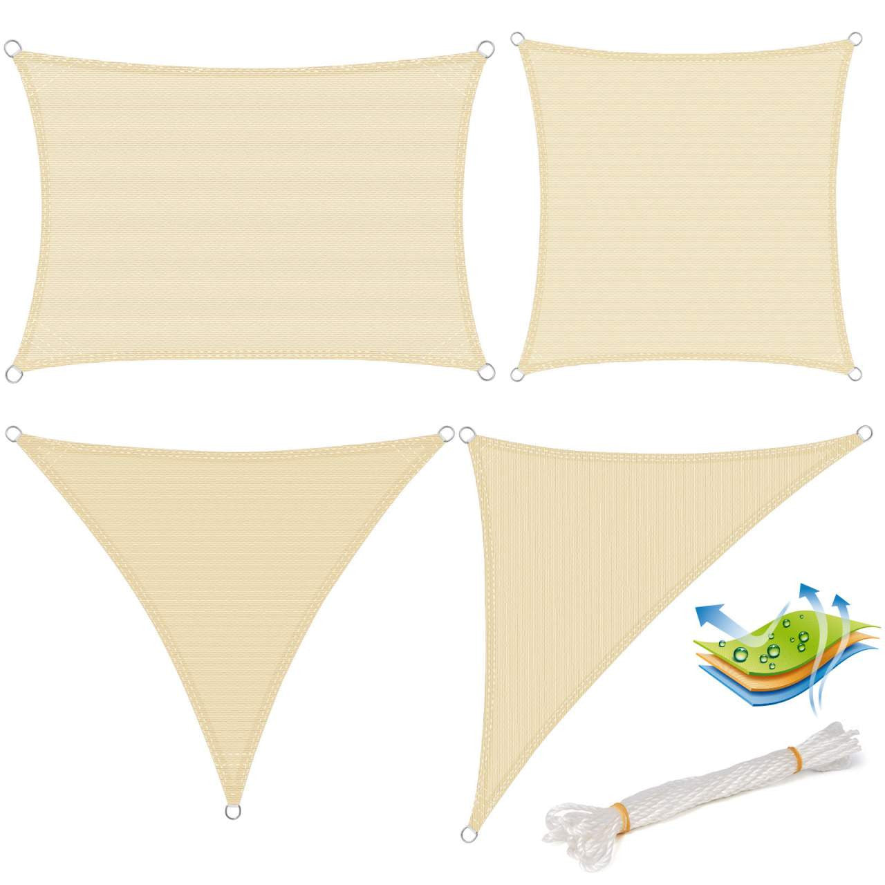 24goodz Sun Shade Sail - 80-85% UV Protection - Tear-Resistant - 100% HDPE - Cream - 4x6 cm