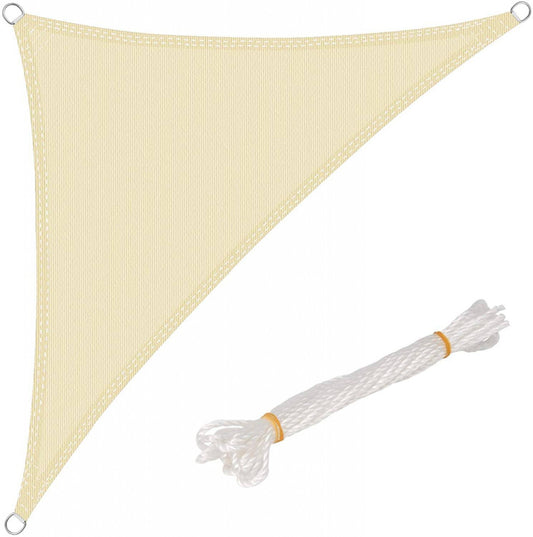 24goodz Sun Shade Sail - UV Protection - Tear-Resistant and Easy to Install - 100% HDPE - Cream - 3.6 x 3.6 x 5.1 m - cm