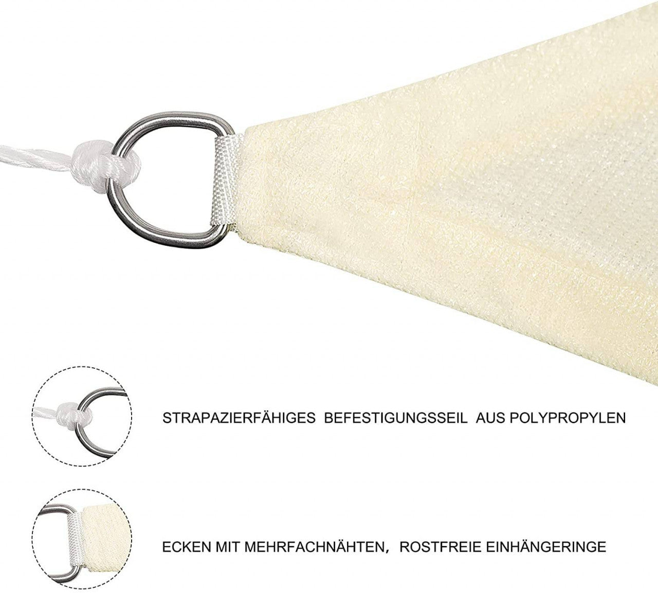 24goodz Sun Shade Sail - UV Protection - Tear-Resistant Design - 100% HDPE - Cream - 5x5x5 cm