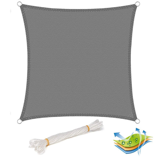 24goodz Breathable Sun Shade Sail - UV Protection - Tear-resistant - HDPE - Grey - 5x5 m