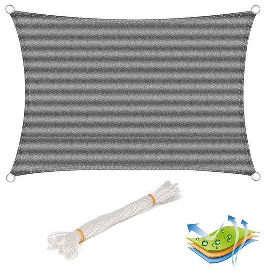 24goodz Breathable Sun Shade Sail with UV Protection - Easy Installation - 100% HDPE - Grey - 3x4 m