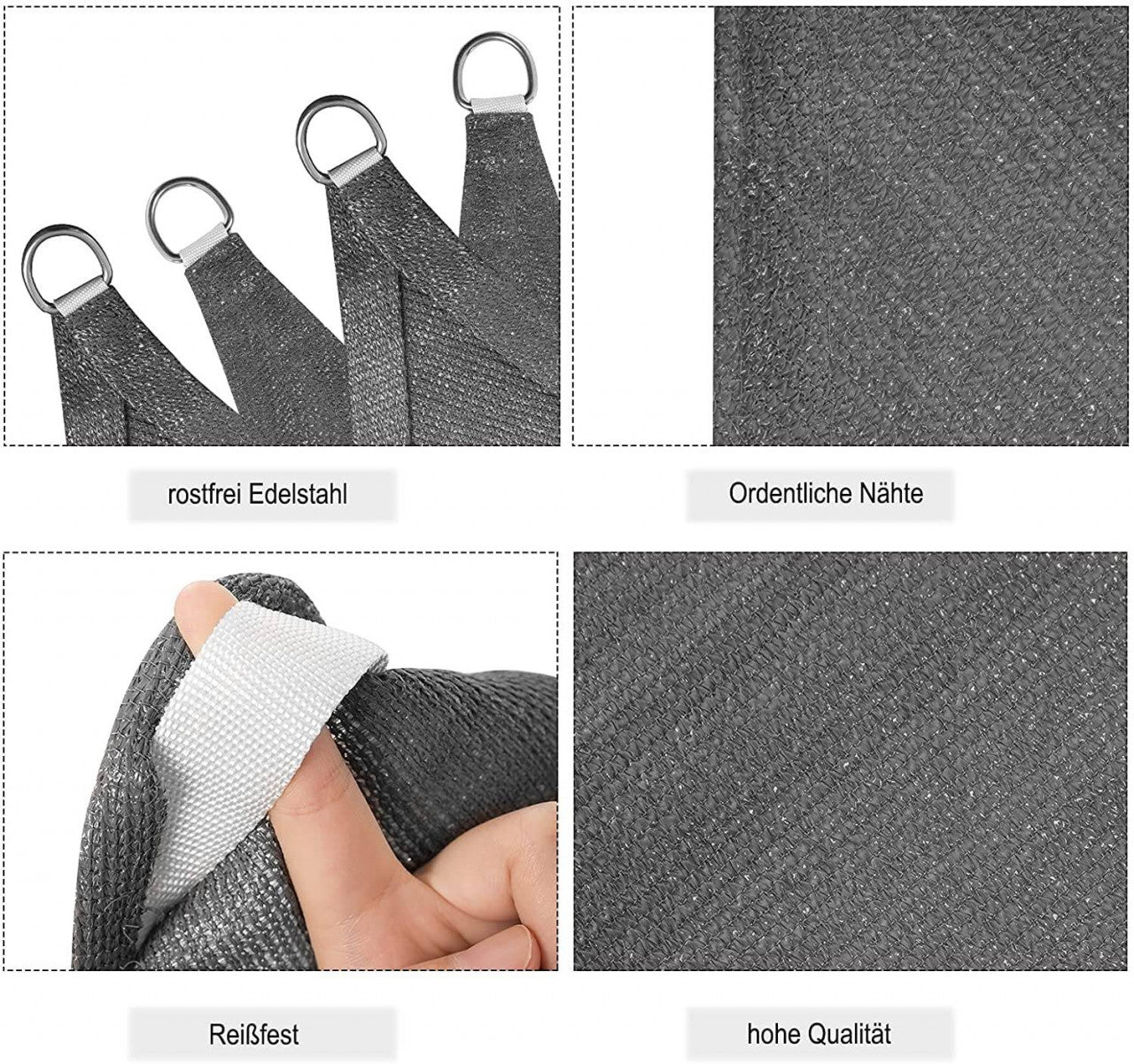 24goodz Breathable Sun Shade Sail - 80-85% UV Protection - 100% HDPE - Grey - 4x4x4 m
