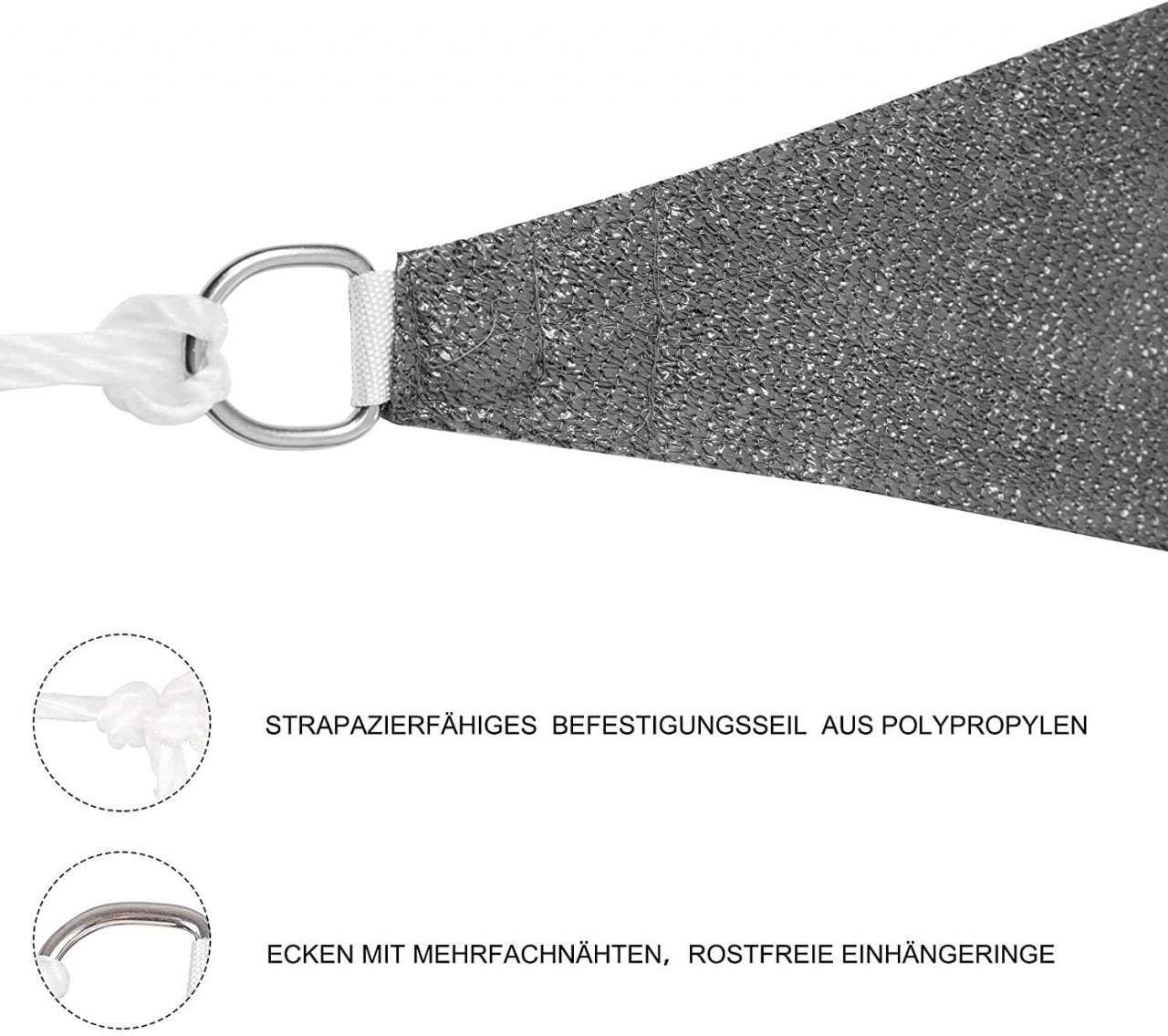 24goodz Breathable Sun Shade Canopy - UV Protection - Tear-Resistant HDPE - Grey - 3.5x5m