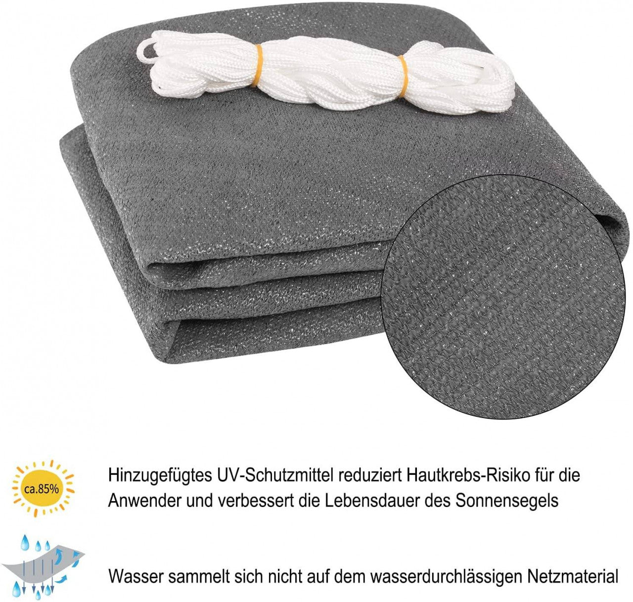 24goodz Breathable Sunshade Canopy - 80% UV Protection - HDPE - For Outdoor Spaces - Grey 5x7 m