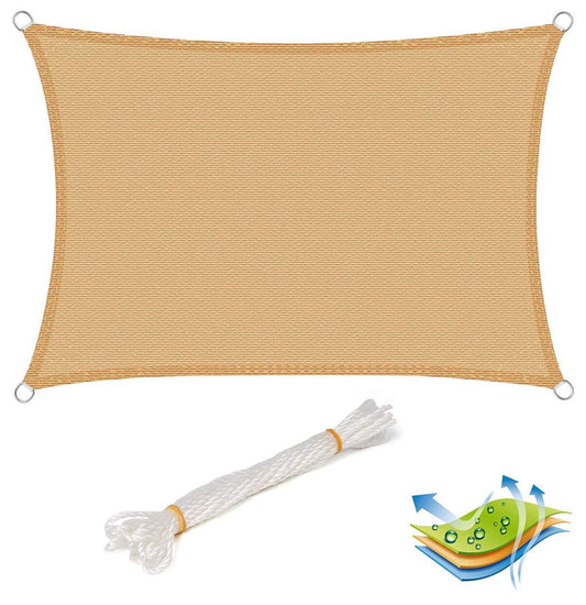24goodz Sun Shade Sail - 80% UV Protection - Tear-Resistant and Easy to Install - 100% HDPE - Sand - 4x5 m - sd