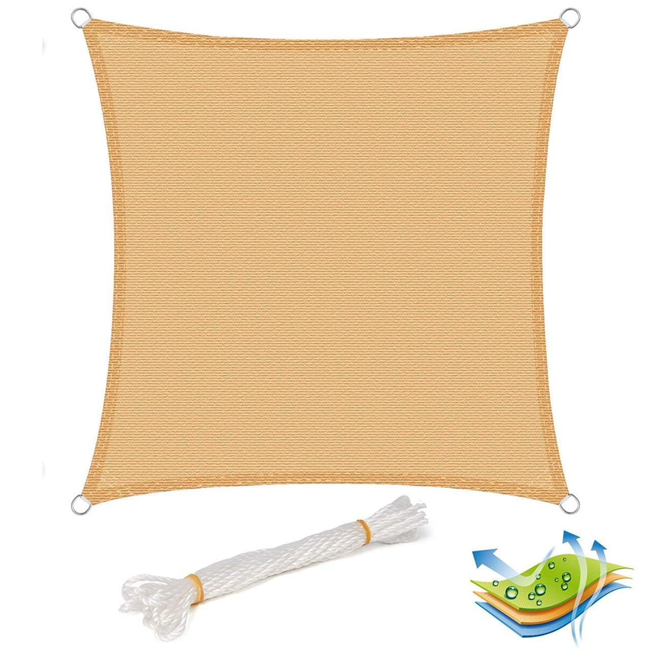 24goodz Sunshade - 80-85% UV Protection - Tear-resistant - 100% HDPE - Beige - 2x2 m - sd