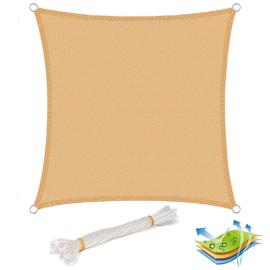 24goodz Sunshade - UV Protection - Tear-Resistant Design - 100% HDPE - Sand - 3x3 m - sd