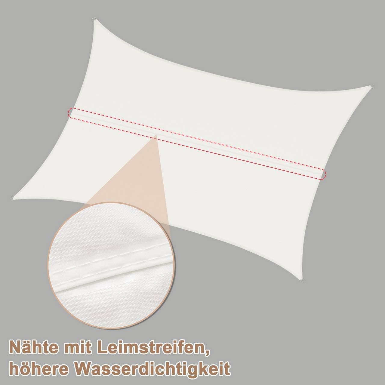 24goodz Sun Shade Sail - Waterproof and UV Resistant - PES Fabric 200 g/m² - Outdoor Spaces - Beige 2x3 m