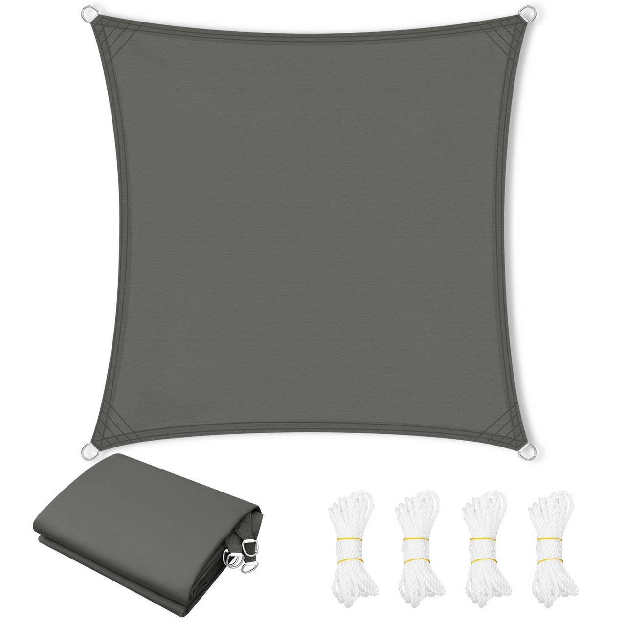 24goodz Sun Shade Sail - Waterproof and UV Resistant - PES Fabric - Outdoor Enthusiasts - Dark Grey 5x5 m