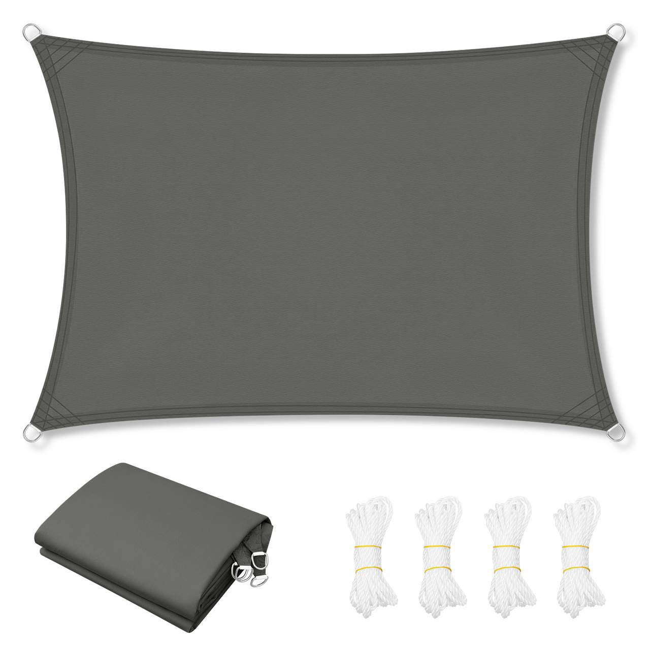 24goodz Sun Shade Sail - Waterproof and UV Resistant - PES Fabric - For Outdoor Use - Dark Grey 4x5 m