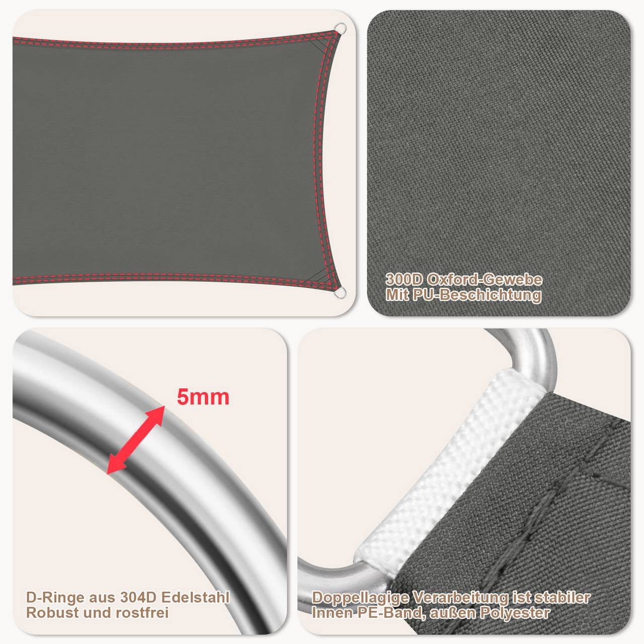 24goodz Sunshade Canopy - Waterproof and UV Resistant - 200 g/m² PES Fabric - For Outdoor Use - Dark Grey 2x2x2 m